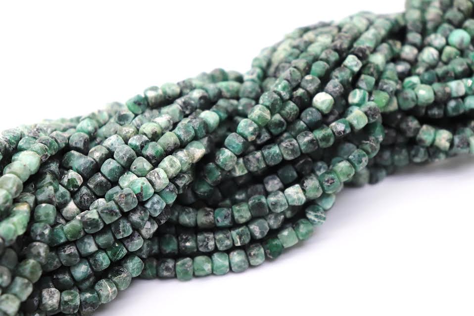 Natural Semi-Precious Stones Faceted Cube 4mm Beads