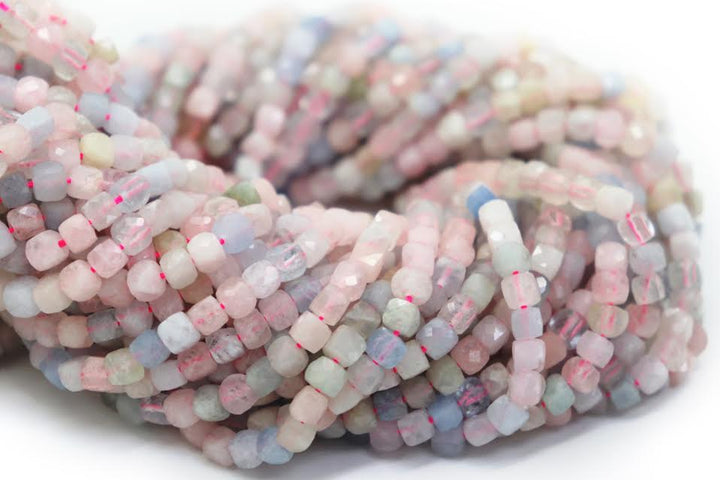 Natural Semi-Precious Stones Faceted Cube 4mm Beads