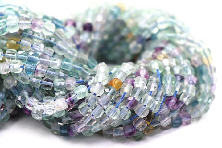 Natural Semi-Precious Stones Faceted Cube 4mm Beads