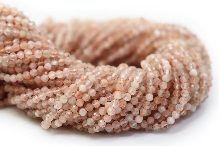 Natural Semi-precious Sunstone Micro Faceted Beads (2.5mm,3mm and 3.5mm)