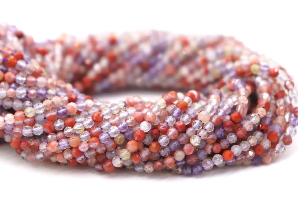 Natural Semi-precious Auralite Micro Faceted Beads 2mm