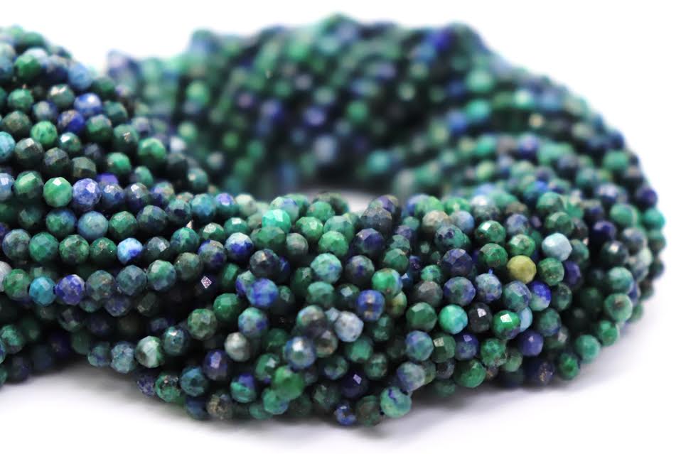 Natural Semi-precious Chrysocolla Micro Faceted Beads 3mm