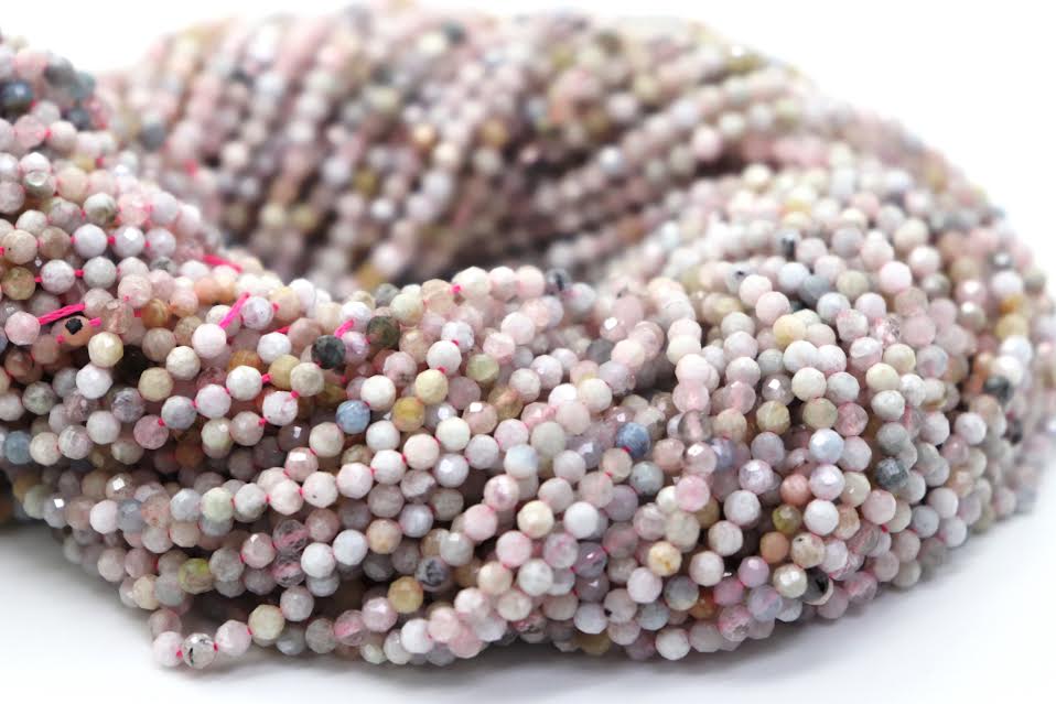 Natural Semi-precious Pink Opal Micro Faceted Beads 2.5mm