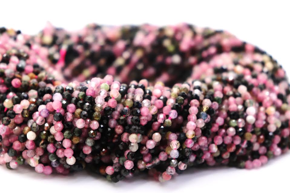 Natural Semi-precious Watermelon Tourmaline Micro Faceted (2.5-5mm)