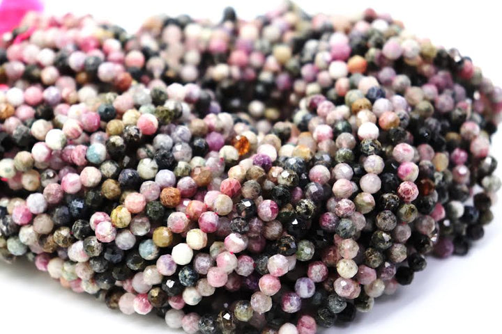 Natural Semi-precious Watermelon Tourmaline Micro Faceted (2.5-5mm)