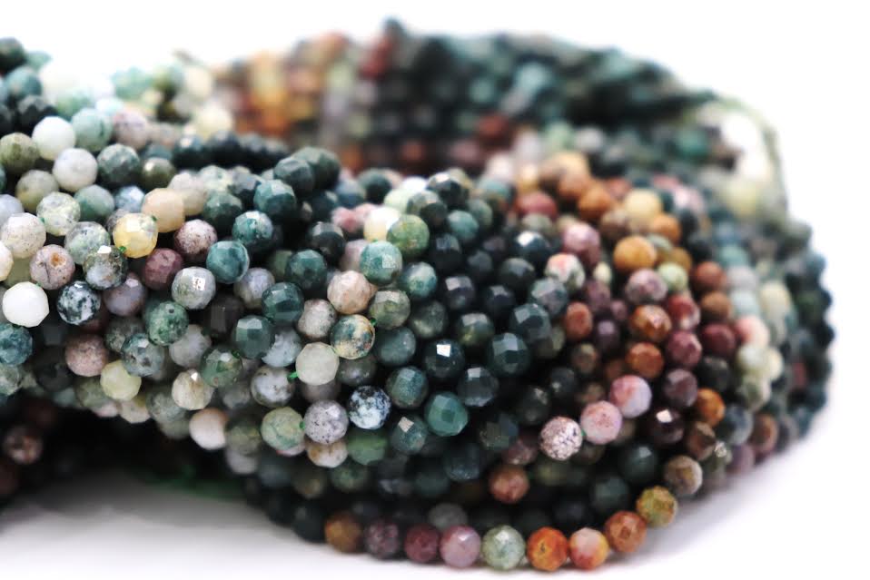 Natural Semi-precious Bloodstone Jasper Round Faceted Beads 4mm