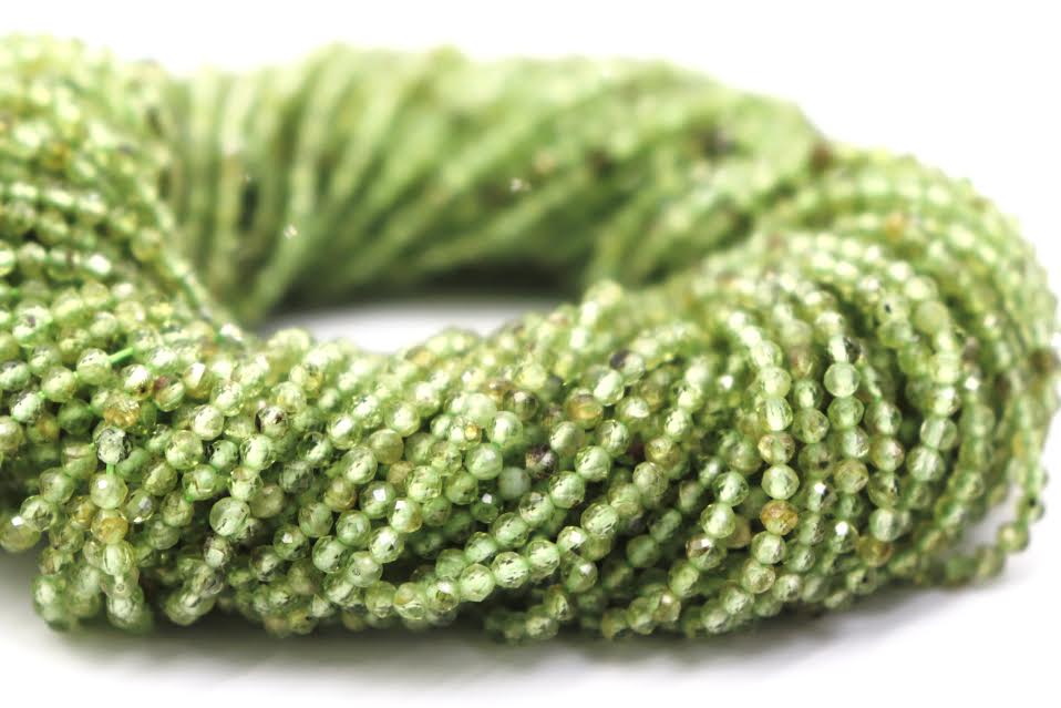 Natural Semi-precious Peridot Micro Faceted Beads 2.5mm