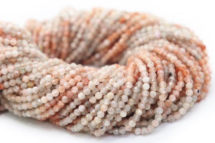 Natural Semi-precious Sunstone Micro Faceted Beads (2.5mm,3mm and 3.5mm)