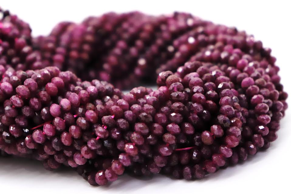 Natural Precious Ruby Rondelle Faceted Beads 4x3mm