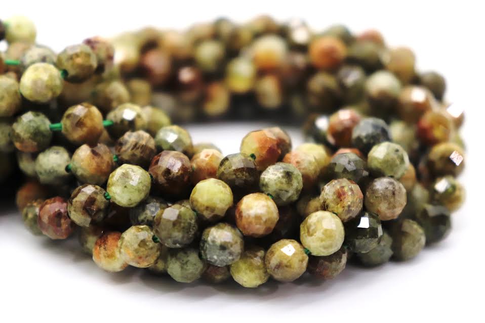 Natural Semi-precious Green Garnet Round / Micro Faceted Beads (2.5mm,3mm and 4.5mm)