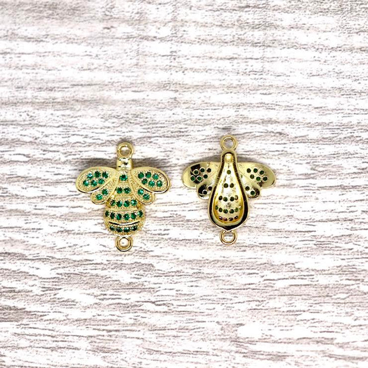 Green Micro Pave Bumble Bee Connector