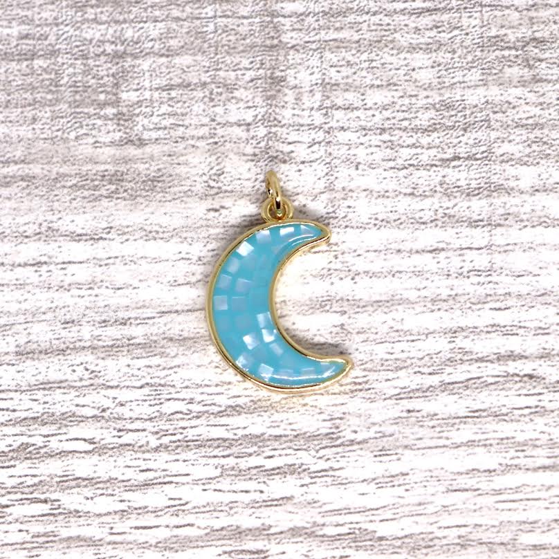 Resin and Mother of Pearl Crescent Moon Pendant