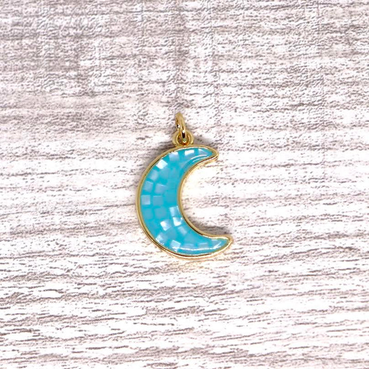 Resin and Mother of Pearl Crescent Moon Pendant