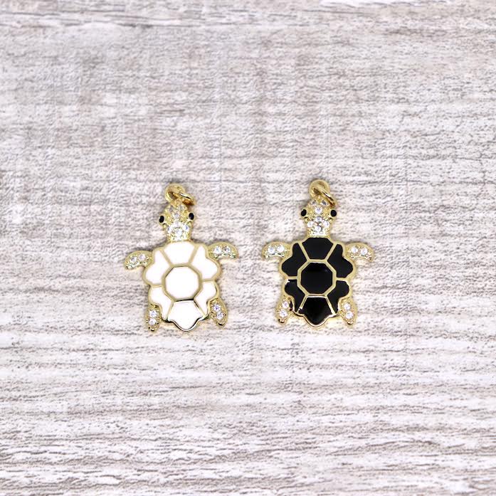 Enamel Micro Pave Turtle Pendant