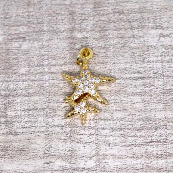 Micro Pave Double Starfish Pendant