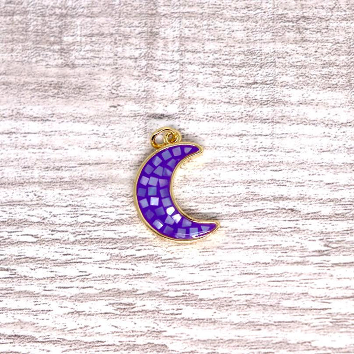 Resin and Mother of Pearl Crescent Moon Pendant