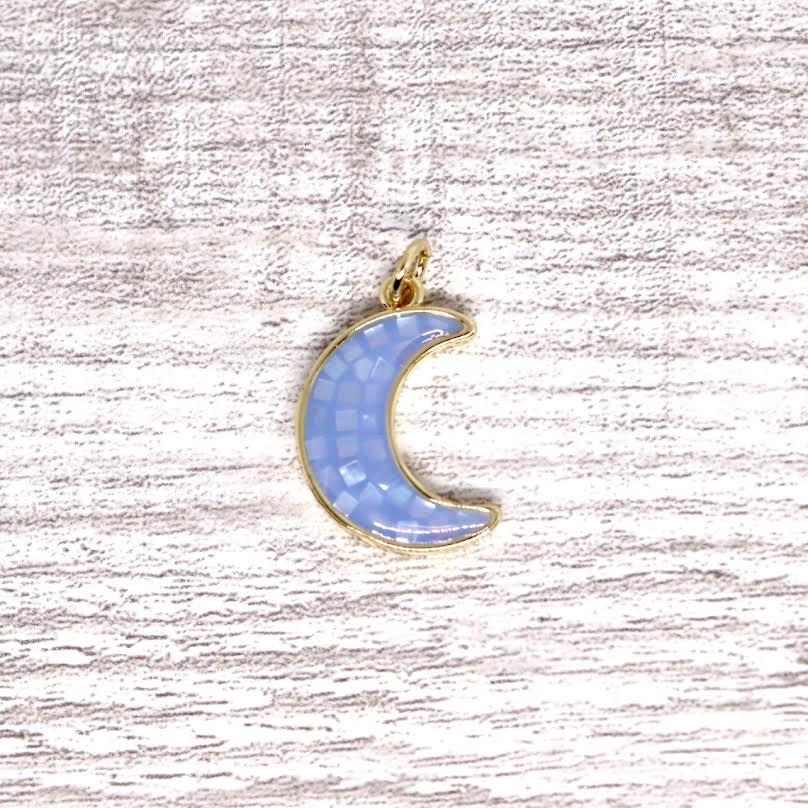 Resin and Mother of Pearl Crescent Moon Pendant