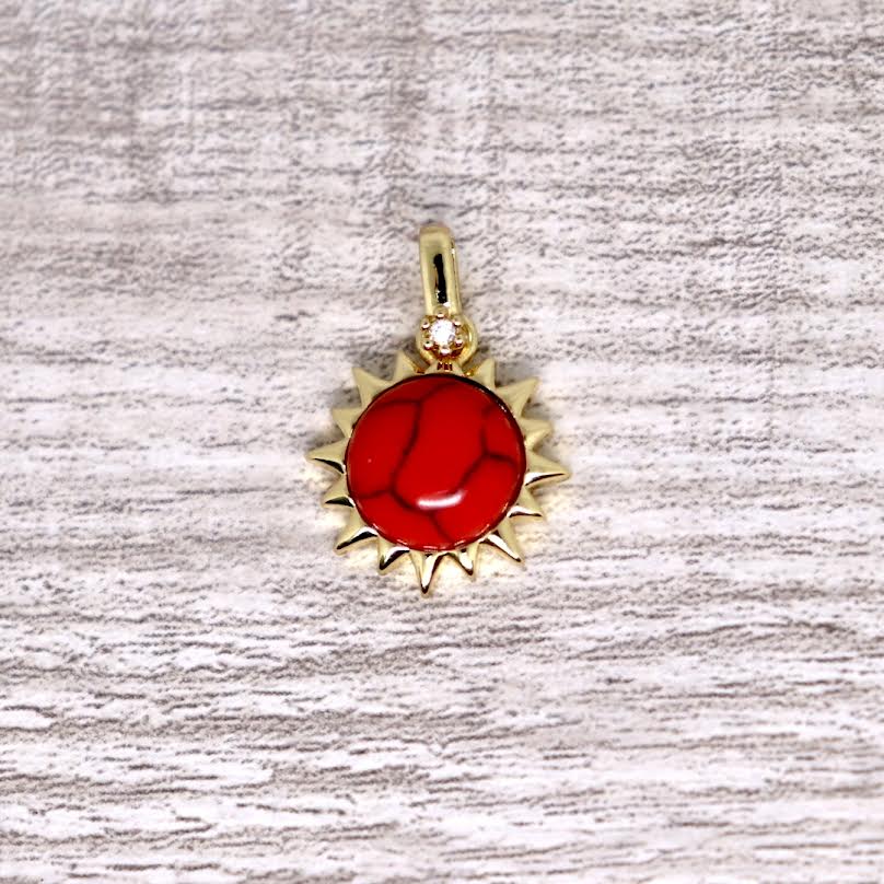 Gold plated Stone Sun pendant