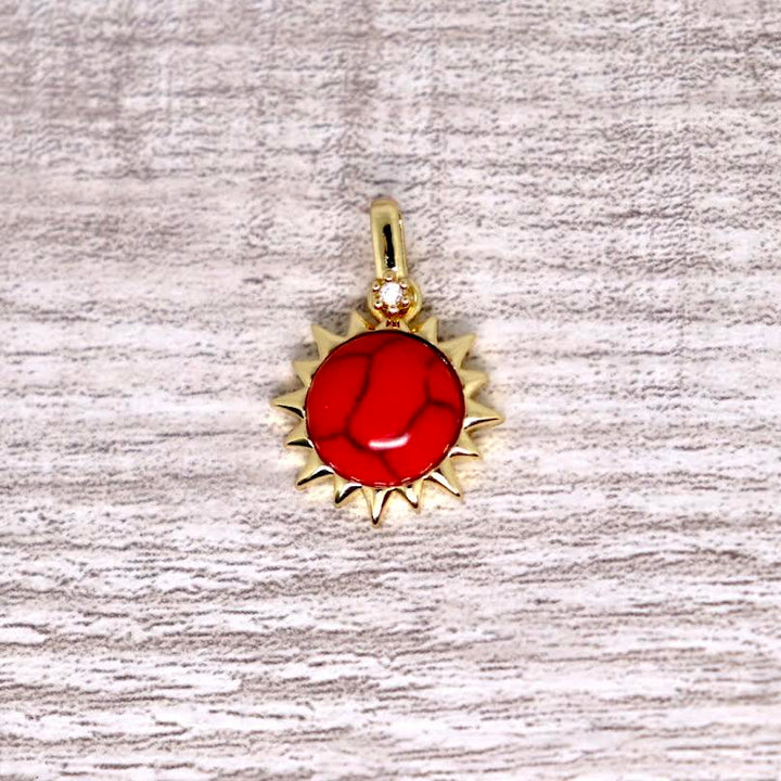 Gold plated Stone Sun pendant