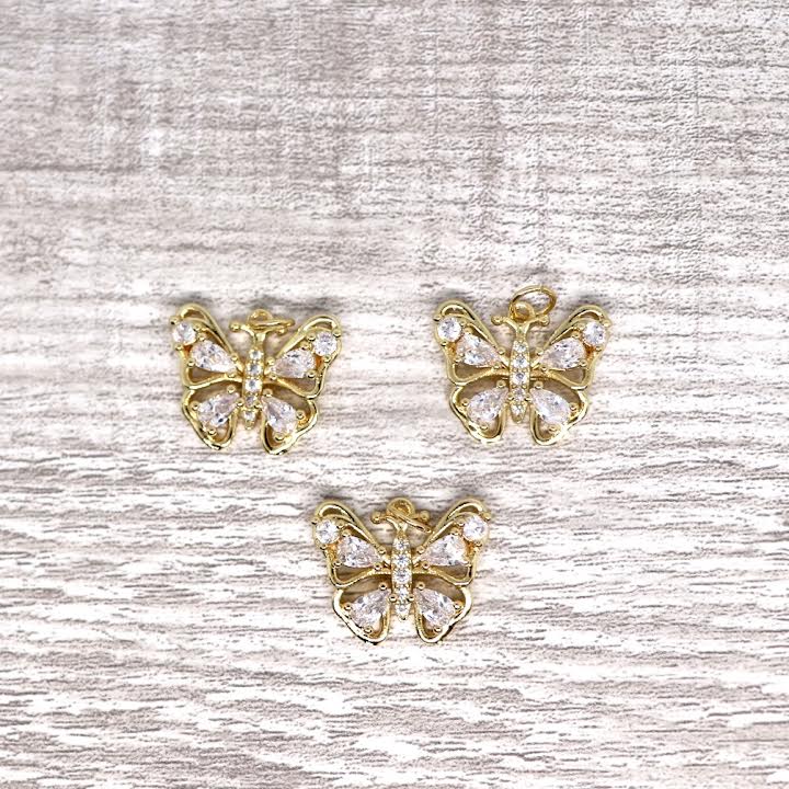 Zirconia Micro Pave Butterfly Pendant