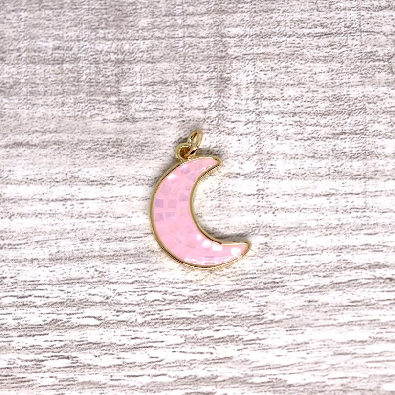 Resin and Mother of Pearl Crescent Moon Pendant