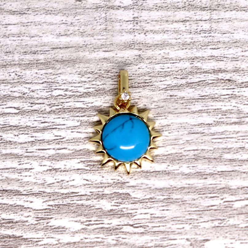 Gold plated Stone Sun pendant