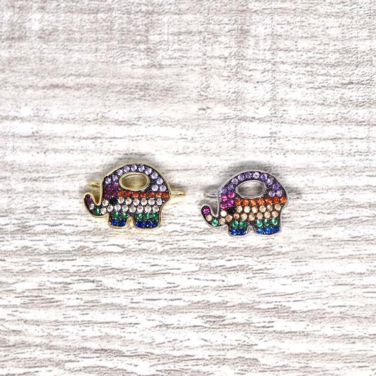 Micro Pave Elephant Rainbow Connector