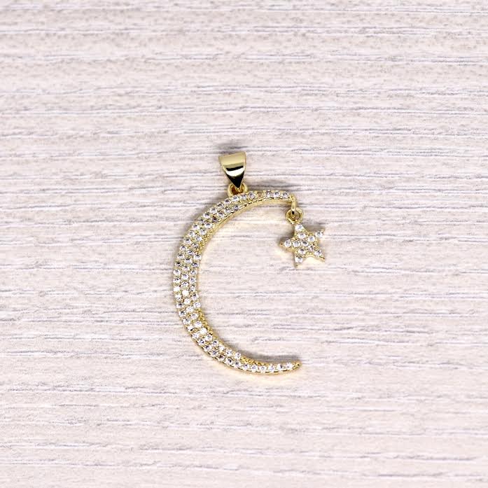 Micro Pave Crescent Moon Pendant