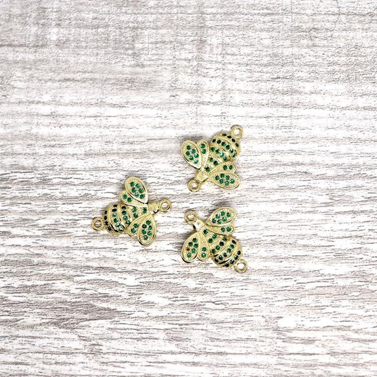 Green Micro Pave Bumble Bee Connector