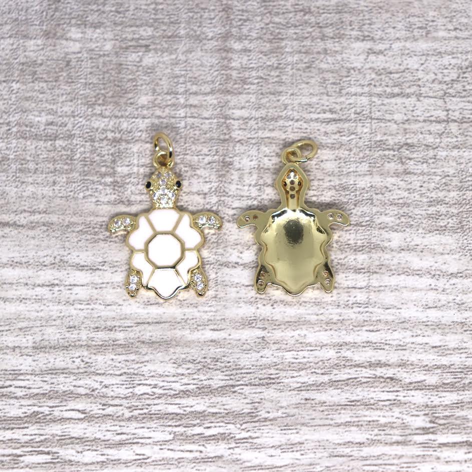 Enamel Micro Pave Turtle Pendant