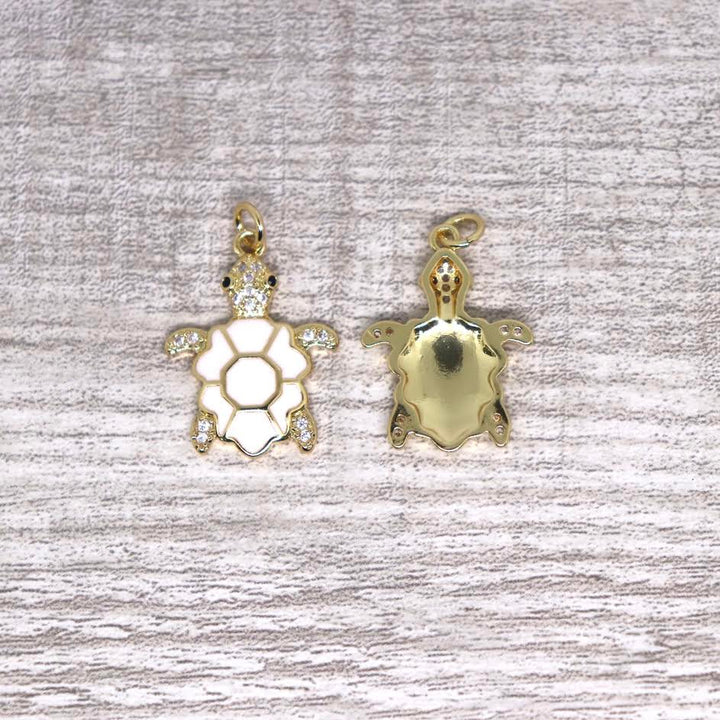 Enamel Micro Pave Turtle Pendant