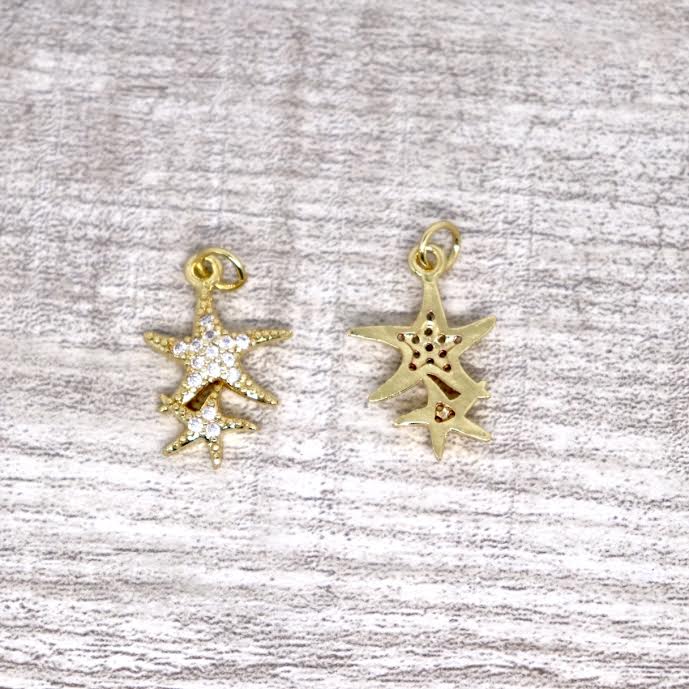 Micro Pave Double Starfish Pendant