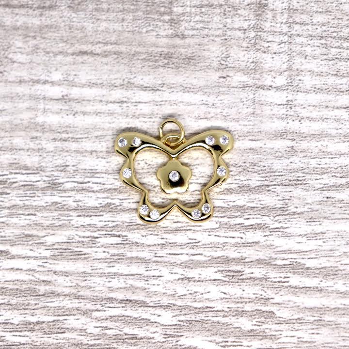 Zirconia Flower Butterfly Pendant