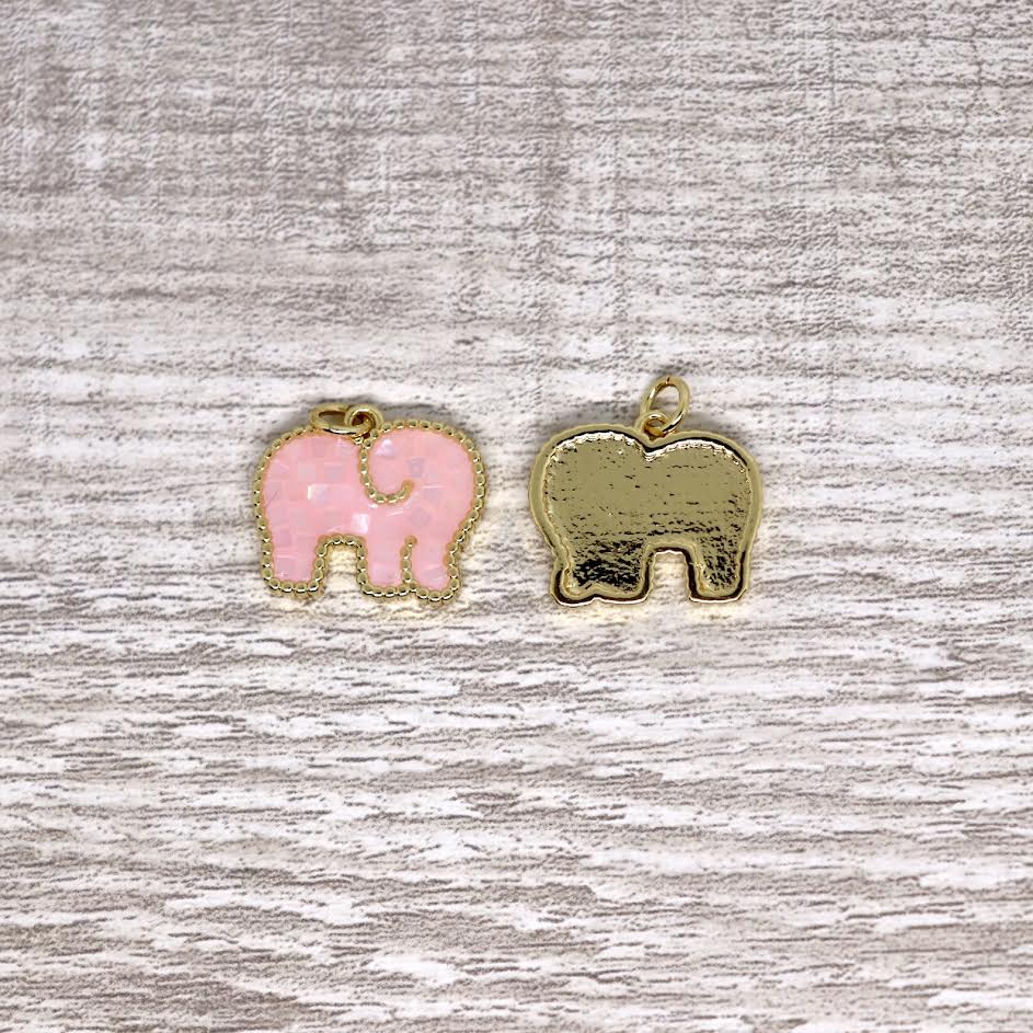 Elephant Resin and Mother of Pearl Pendant