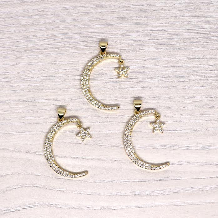 Micro Pave Crescent Moon Pendant