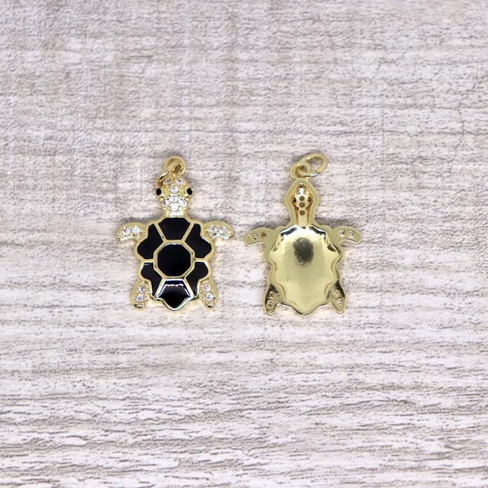 Enamel Micro Pave Turtle Pendant