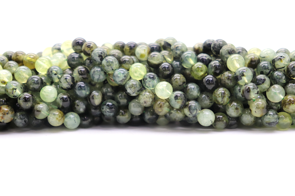 Natural Green Prehnite Round Smooth Beads