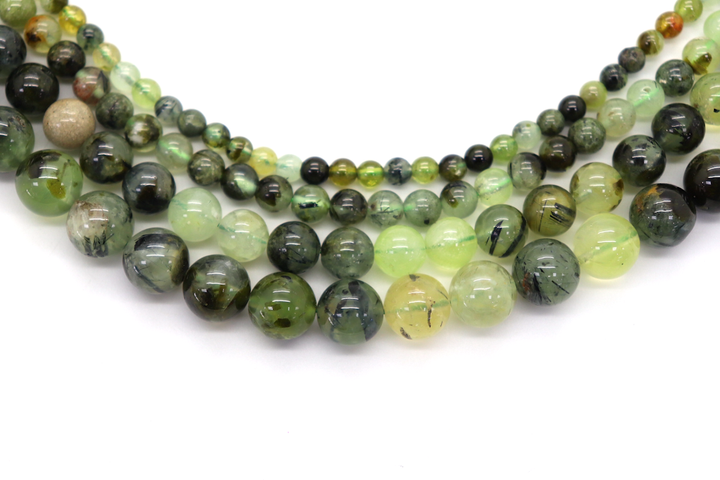 Natural Green Prehnite Round Smooth Beads