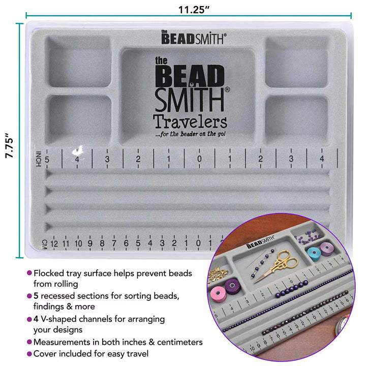 THE BEADSMITH- MINI BEAD BOARD WITH LID 7.75 X 0.75 X 11.75 INCHES