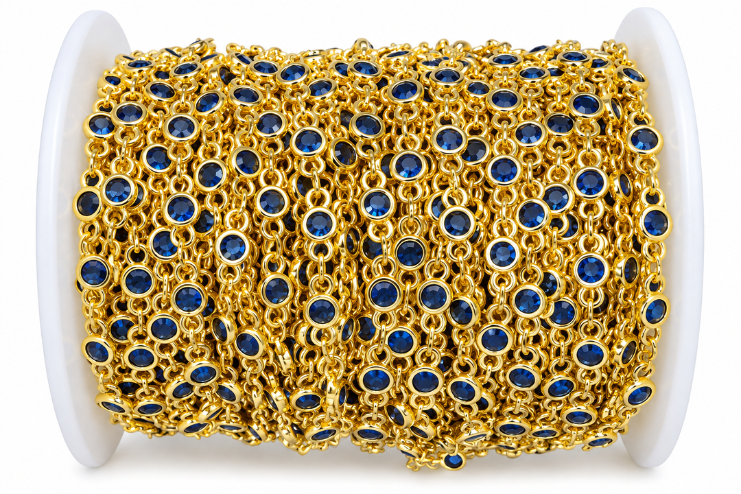 Crystal Chain 18Kt Gold Plated {one foot}