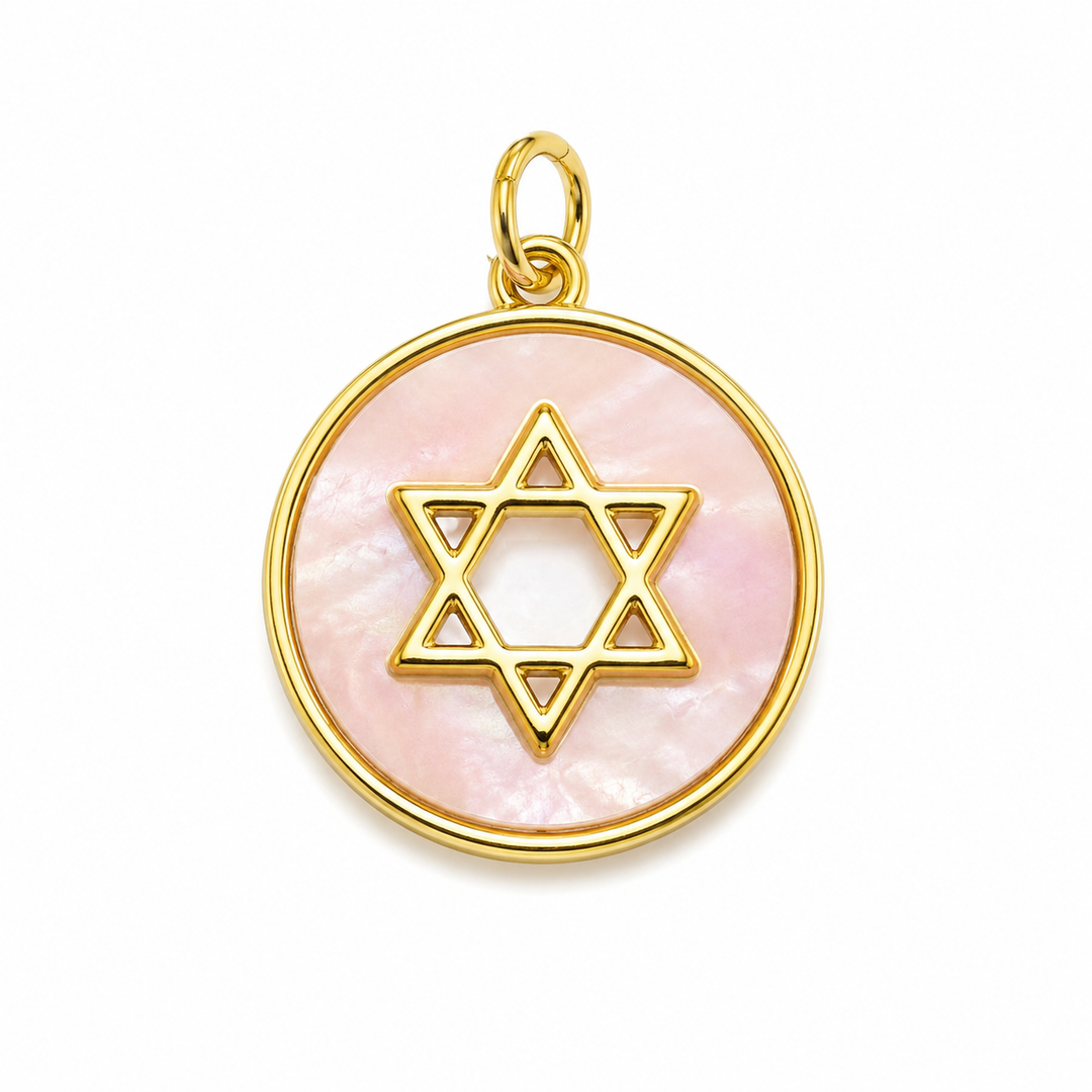Mother Of Pearl Jewish Star Charm