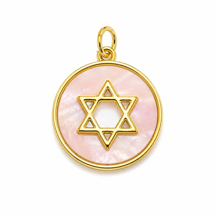 Mother Of Pearl Jewish Star Charm