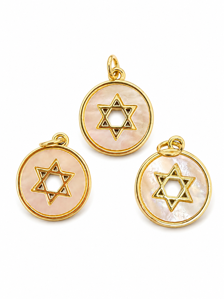 Mother Of Pearl Jewish Star Charm
