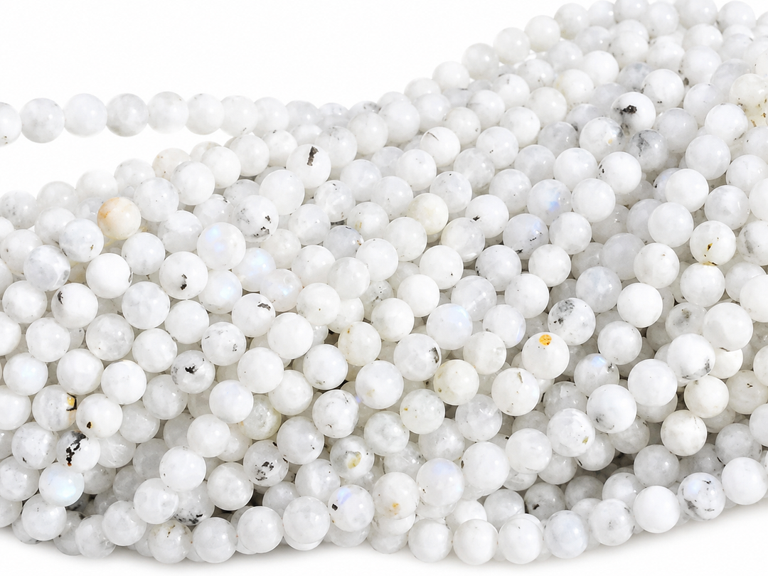 Natural Rainbow Moonstone Round Smooth Beads