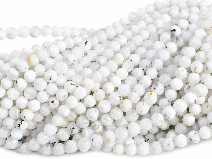 Natural Rainbow Moonstone Round Smooth Beads