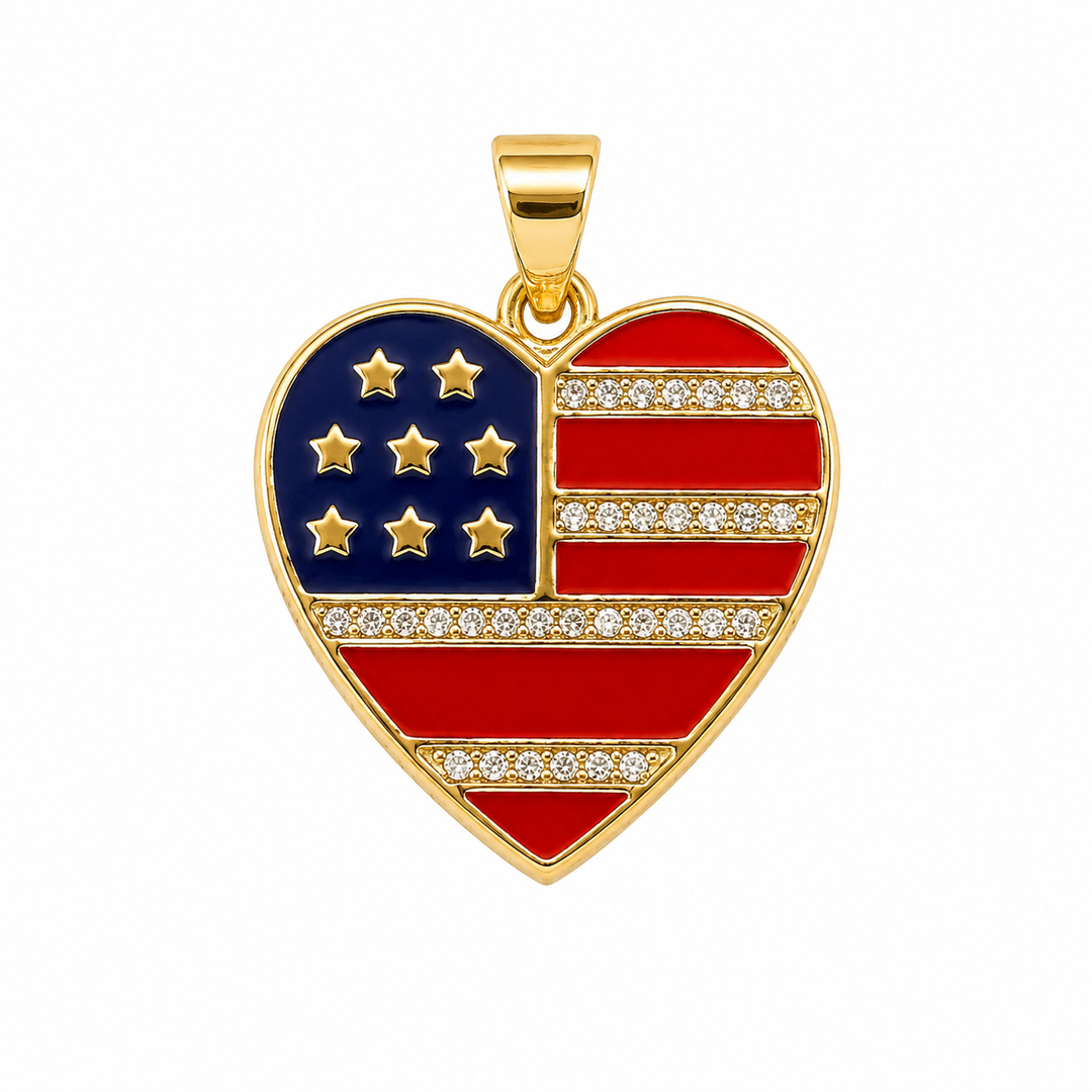 US Heart Flag Charm