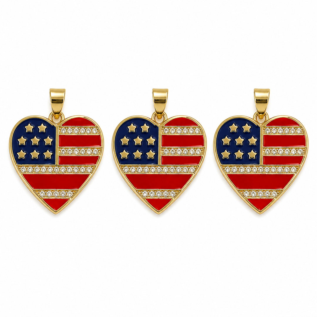 US Heart Flag Charm
