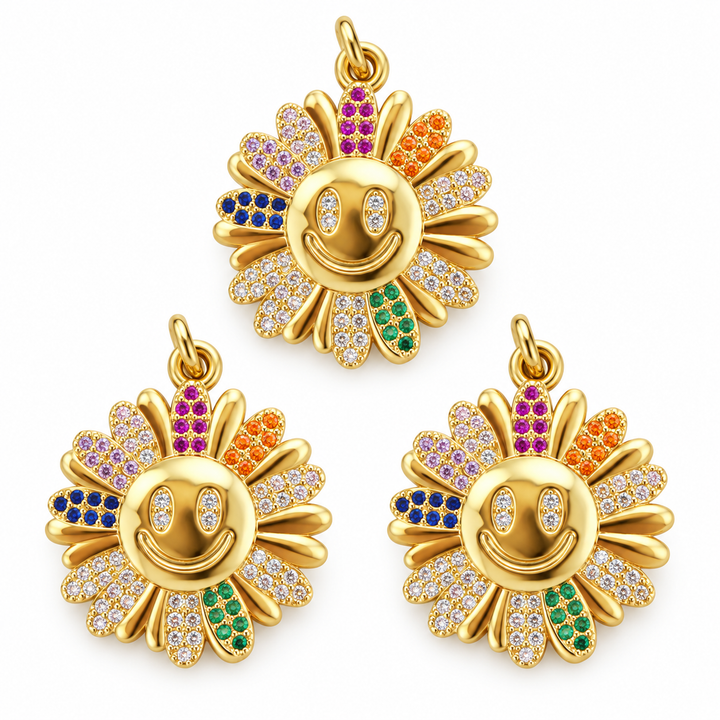 Happy Face Flower Pendant