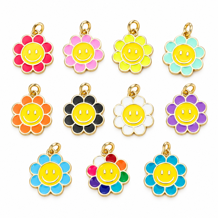 Flower Happy Face Charm