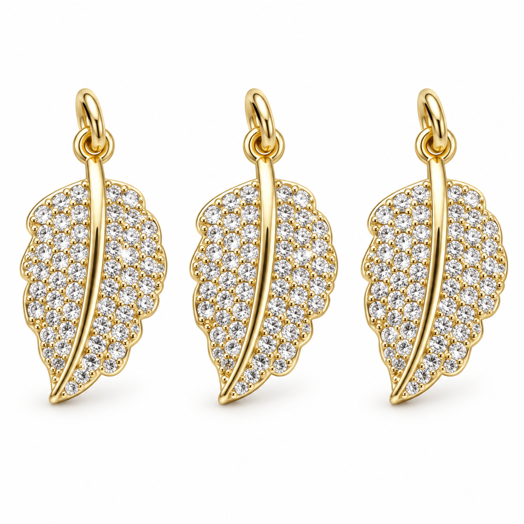 Micro Pave Leaf Charm